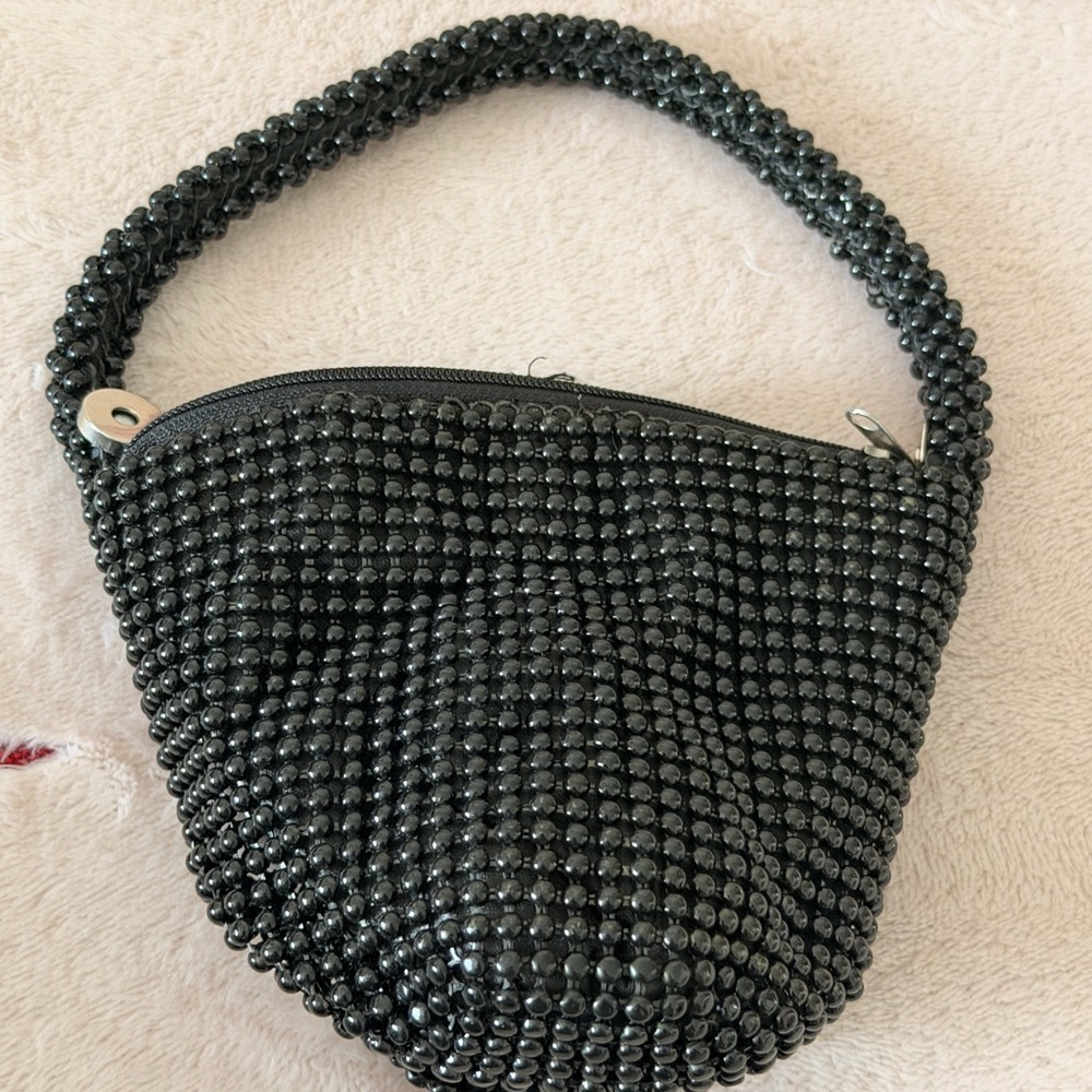 Mini Elegant Black Beaded Women's Bag